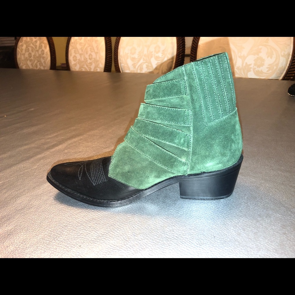Toga Pulla Green Calf Half Leather Half Suede Boot - Picture 3 of 6